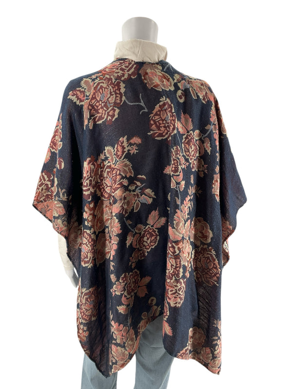 No Brand Navy/Coral Floral Pre-Owned Ladies Shrug - One Size Fits Most