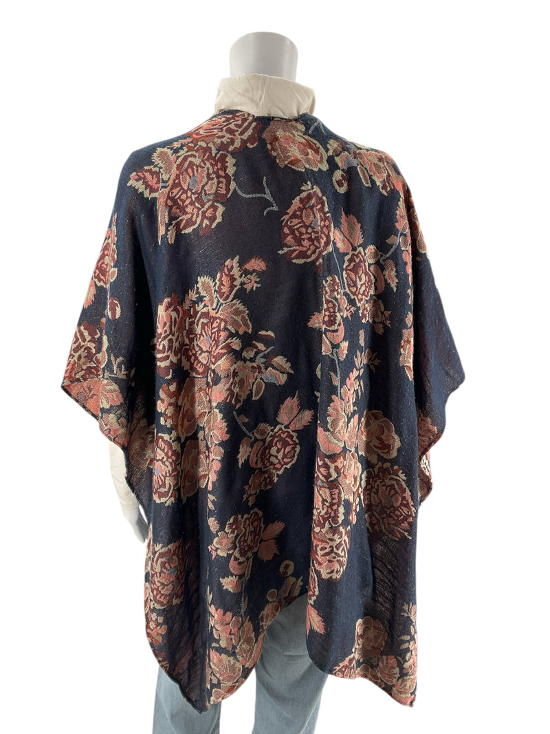 No Brand Navy/Coral Floral Pre-Owned Ladies Shrug - One Size Fits Most