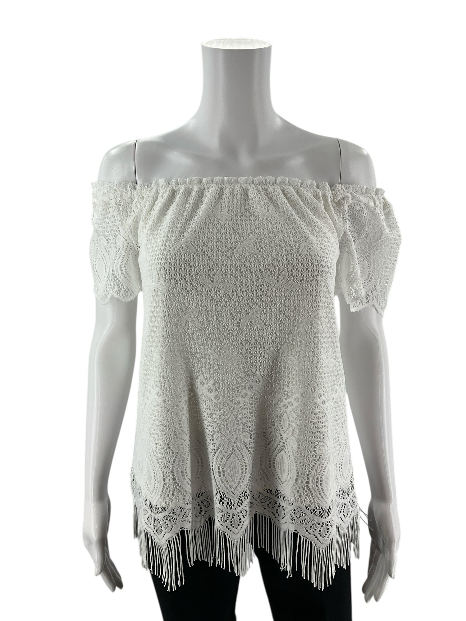 Lilly Pulitzer White Fringe Pre-Owned Ladies Top - Size XS