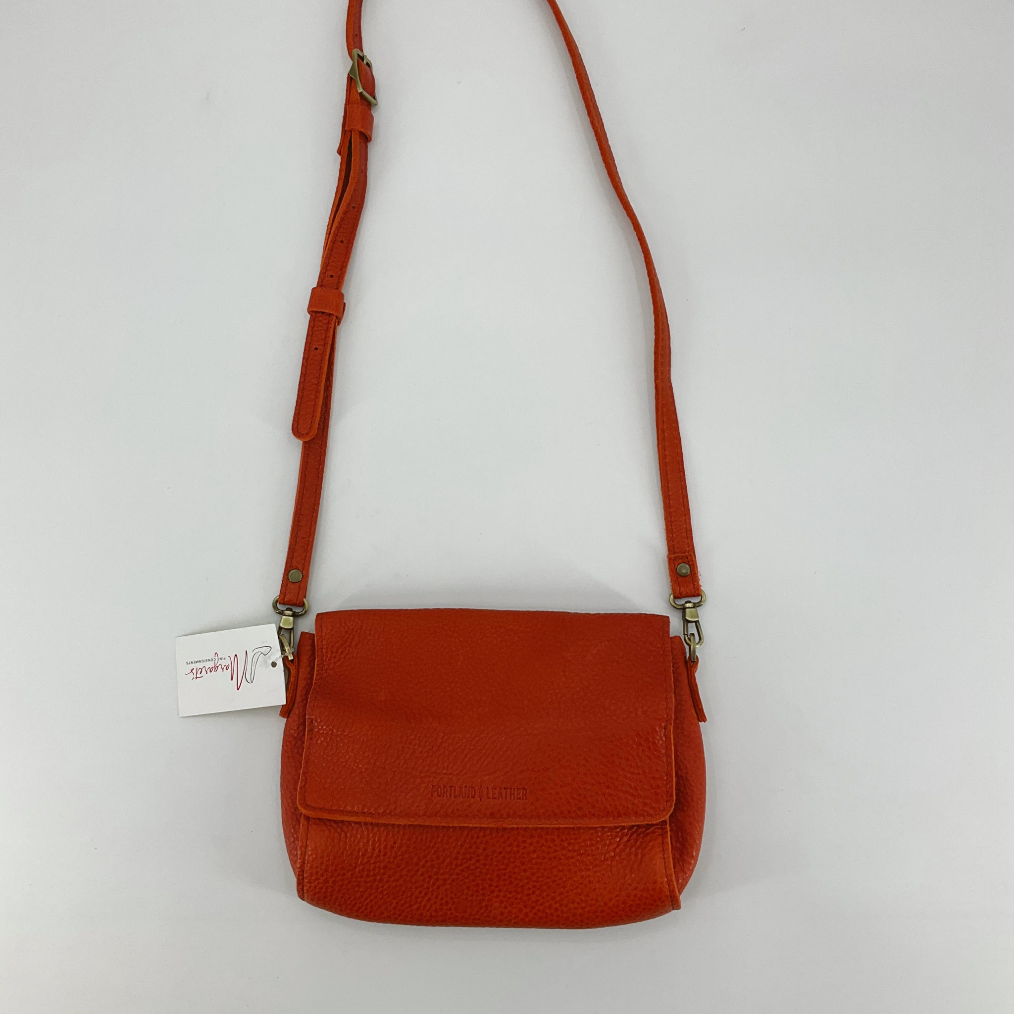 Portland Leather Goods Luna Crossbody Bag Orange Pebbled Leather Purse