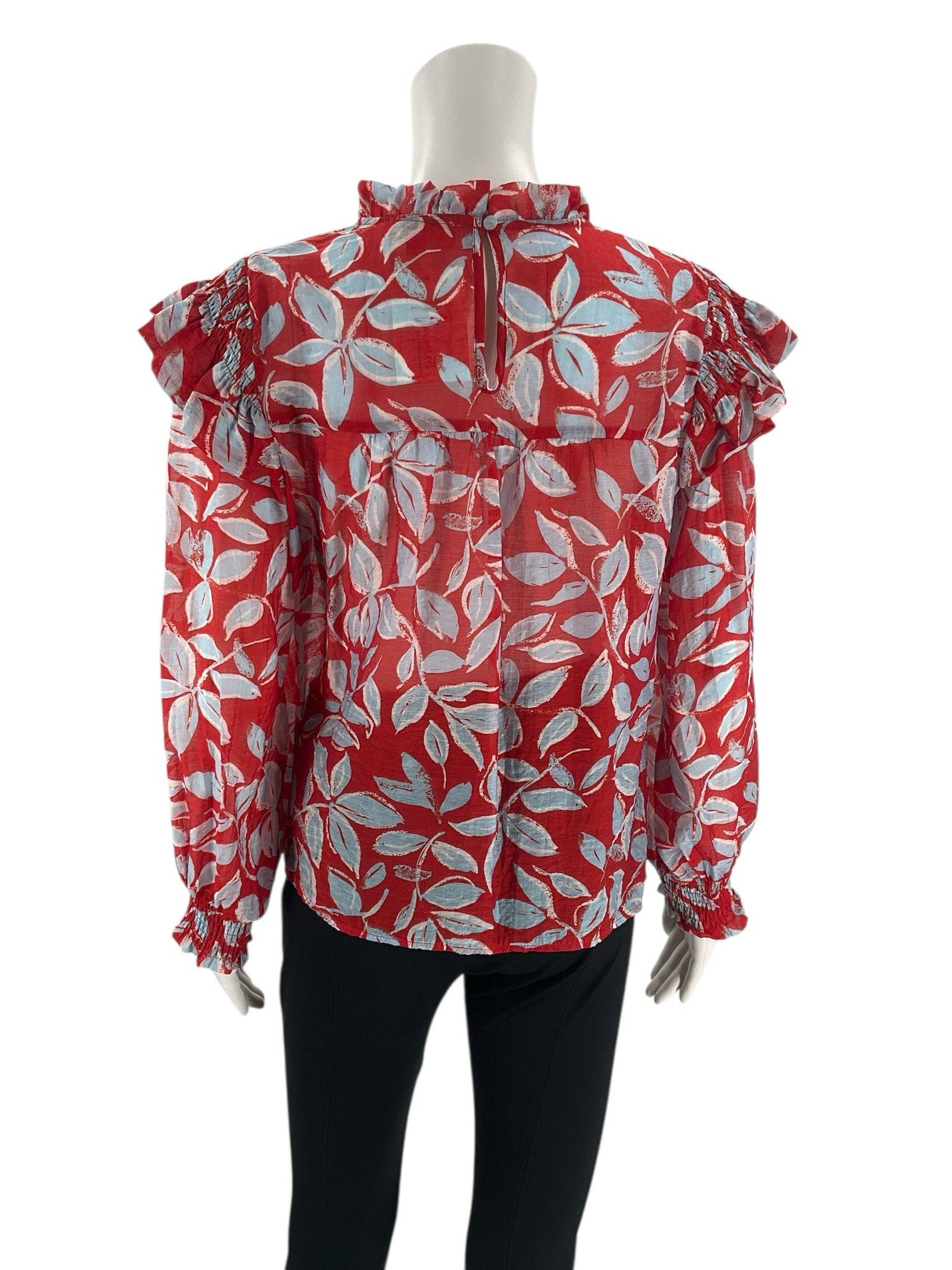 THML Red/Light Blue Print Top - Size Small - Margaret’s Fine Consignment