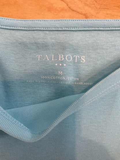 Talbots Sleeveless 100% Cotton Boatneck Tank Top Aqua Blue Size Medium