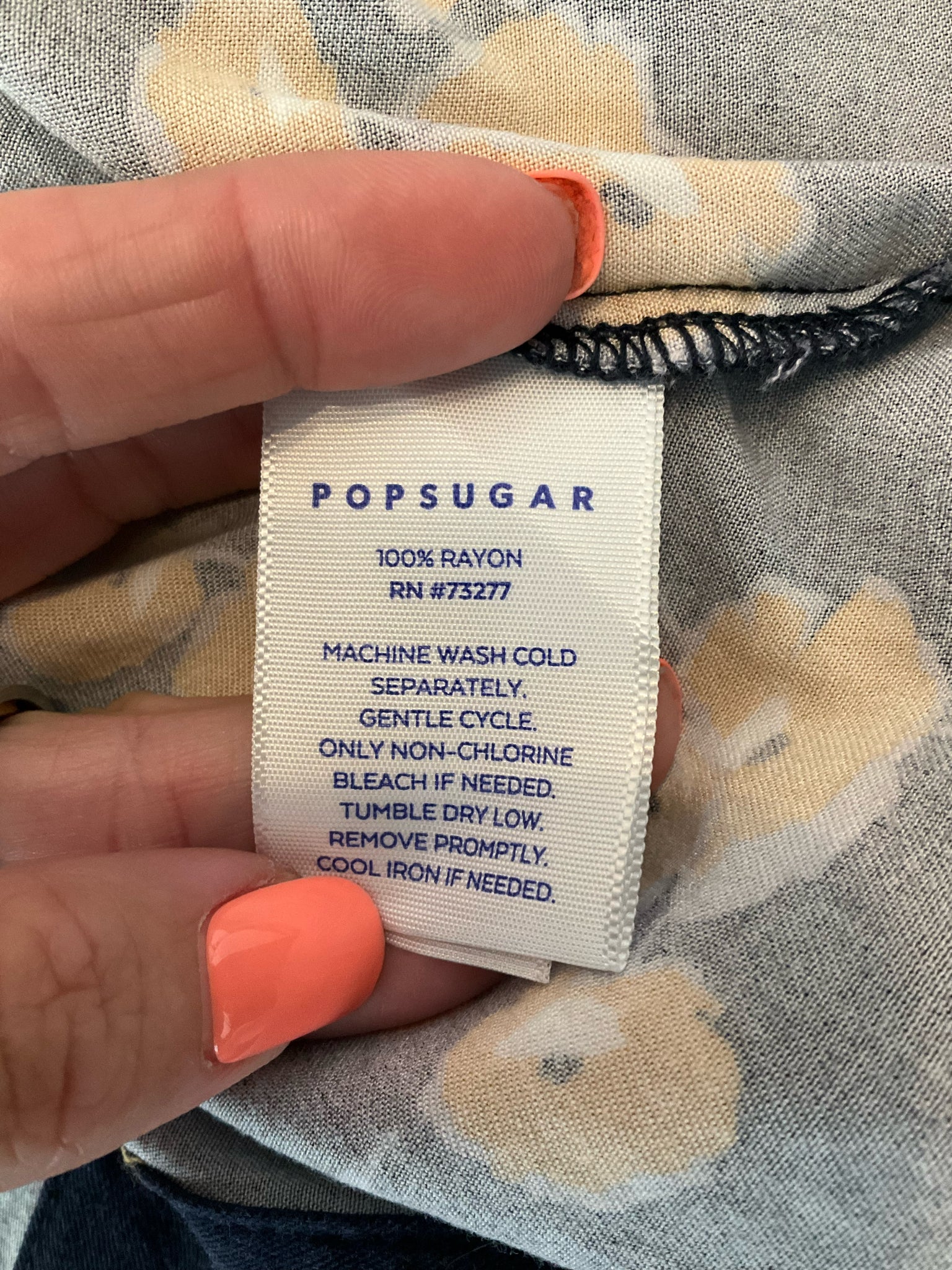 POPSUGAR Navy &amp; Yellow Floral Button-Back Sleeveless Top Size Large