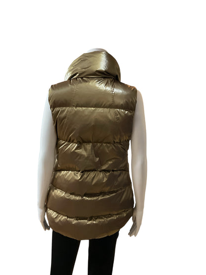 Athleta Downtown Puffer Vest Antiqued Bronze Funnel Neck Size Medium