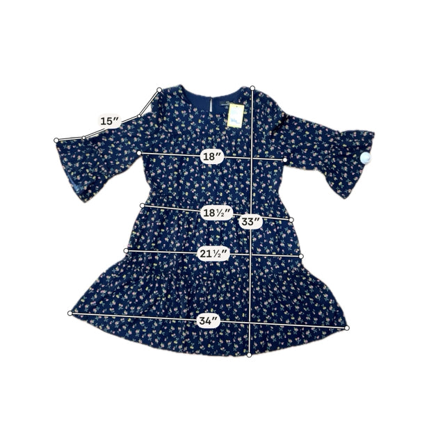Suzanne Betro Navy Cherry Print Tiered Babydoll Dress Size Medium