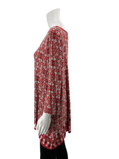 Max Edition Orange Floral Damask Print Swing Tunic Top | Size XL