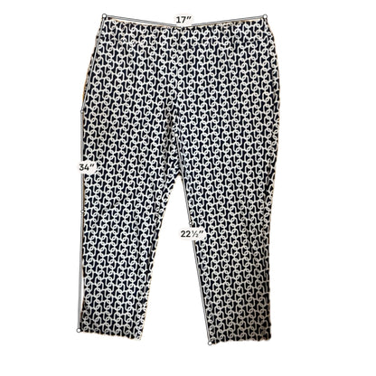 Jude Connally Geometric Chain Link Print Pull-On Pants Navy White Size XL - ONLINE ONLY