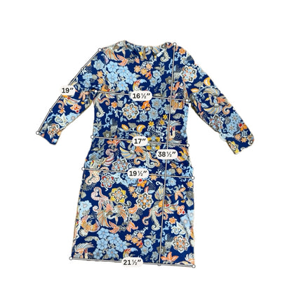 J. McLaughlin Catalina Cloth Floral Paisley Sheath Dress Blue Multi Size Medium