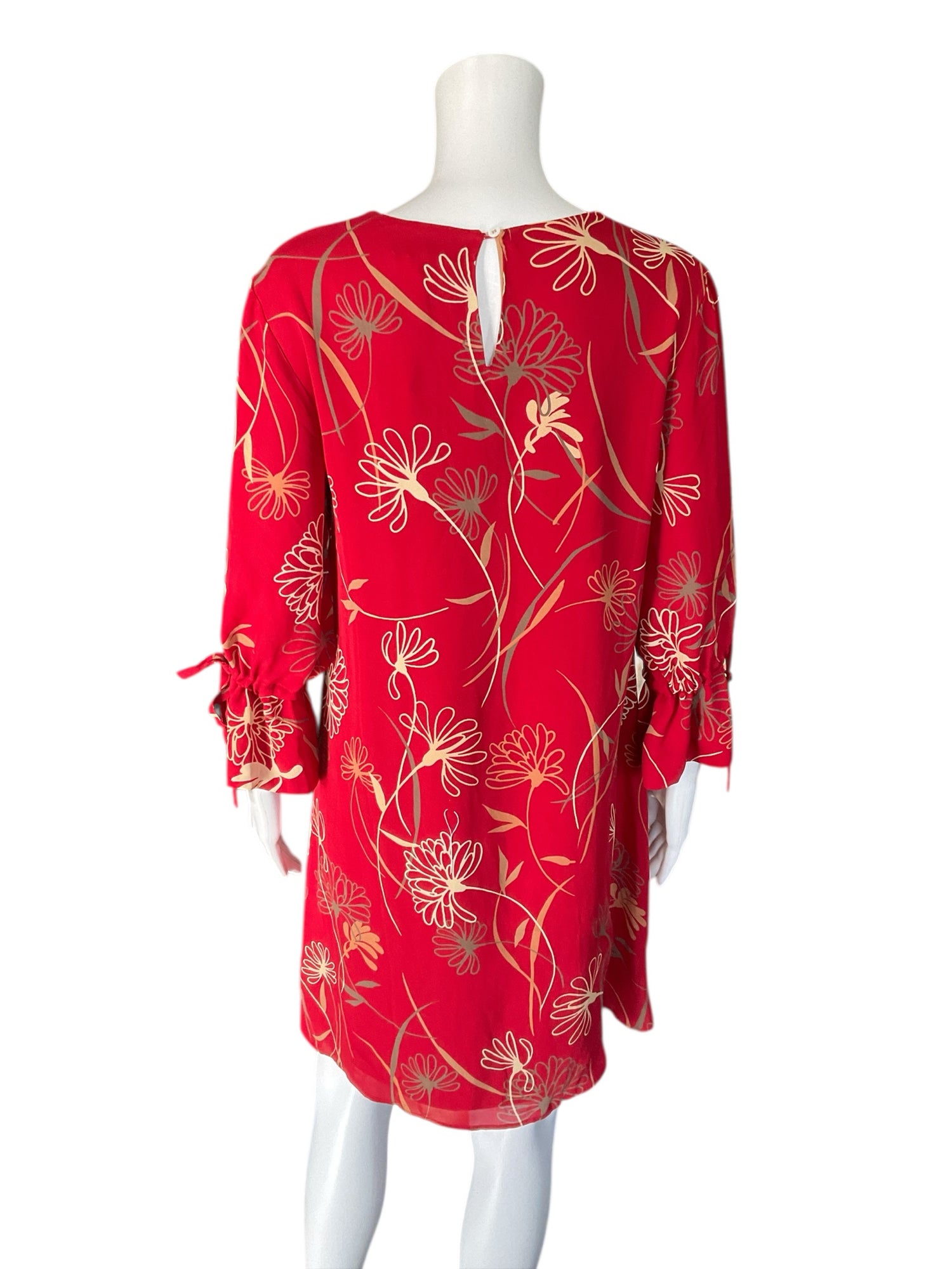 Tyler Boe Red/Tan Floral Pre-Owned Ladies Dress - Size Small