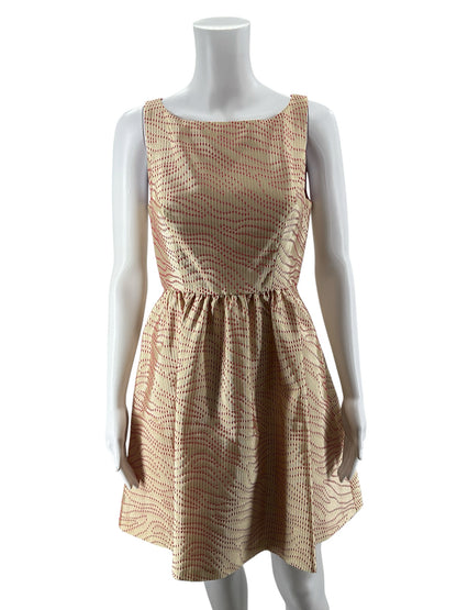 Jessica Simpson Fit &amp;amp; Flare Dress Size 2 Cream Pink Print - ONLINE ONLY