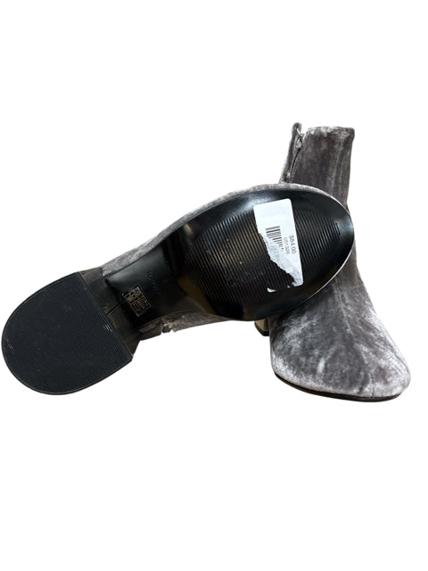 Topshop Babette Gray Velvet Sock Boots Metallic Block Heel | Size 7.5 NWT