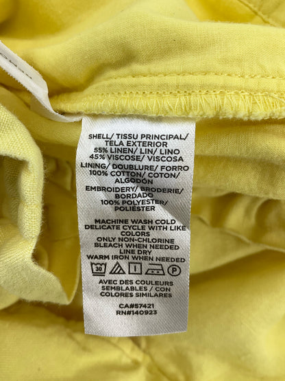 LOFT Yellow Linen Blend Eyelet Scalloped Tie Waist Shorts Size Small - ONLINE ONLY