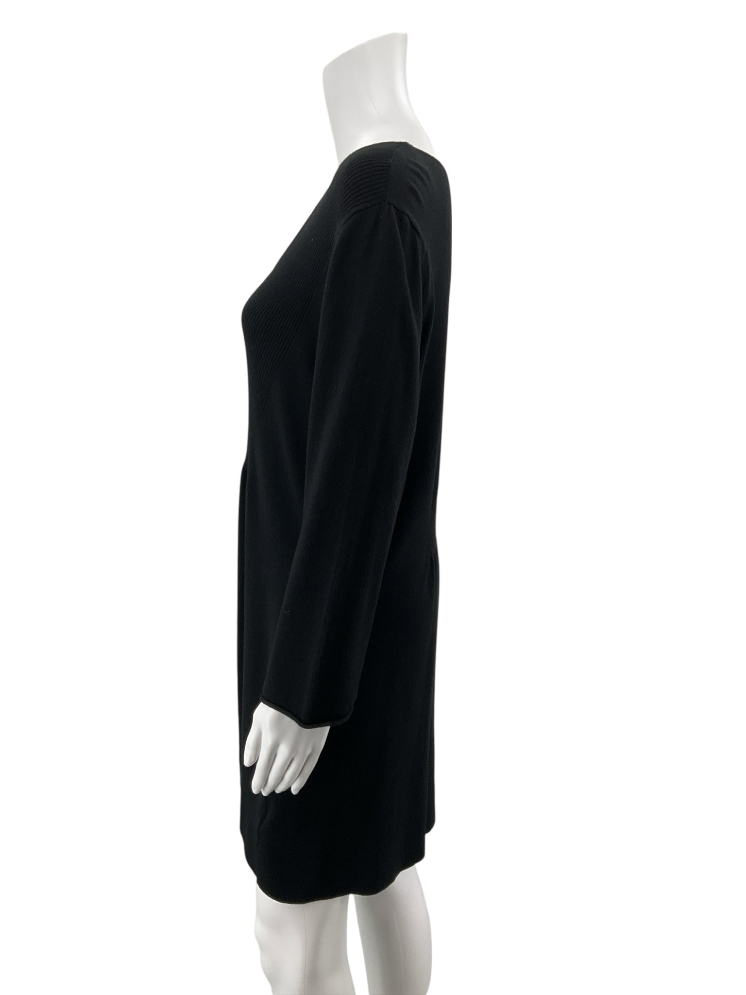 Nine West Black Ribbed Knit 3/4 Sleeve Sweater Dress Size XL
