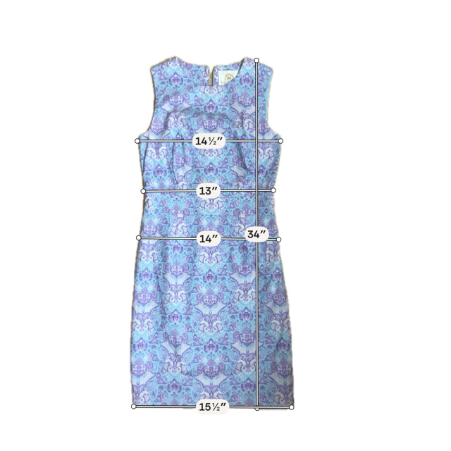 Nicoblu Aqua & Purple Floral Damask Sheath Dress | Size 2
