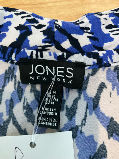 Jones New York Abstract Animal Print Sleeveless Blouse Top Gold Bar Medium
