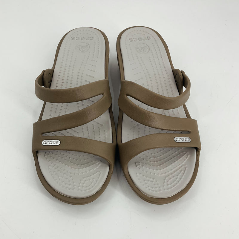 Crocs Tan Solid Pre-Owned Ladies Sandals - Size 7