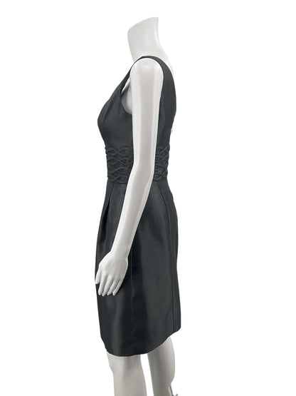 JS Boutique Petite Gray Braided Waist V-Neck A-Line Cocktail Dress Size 4P