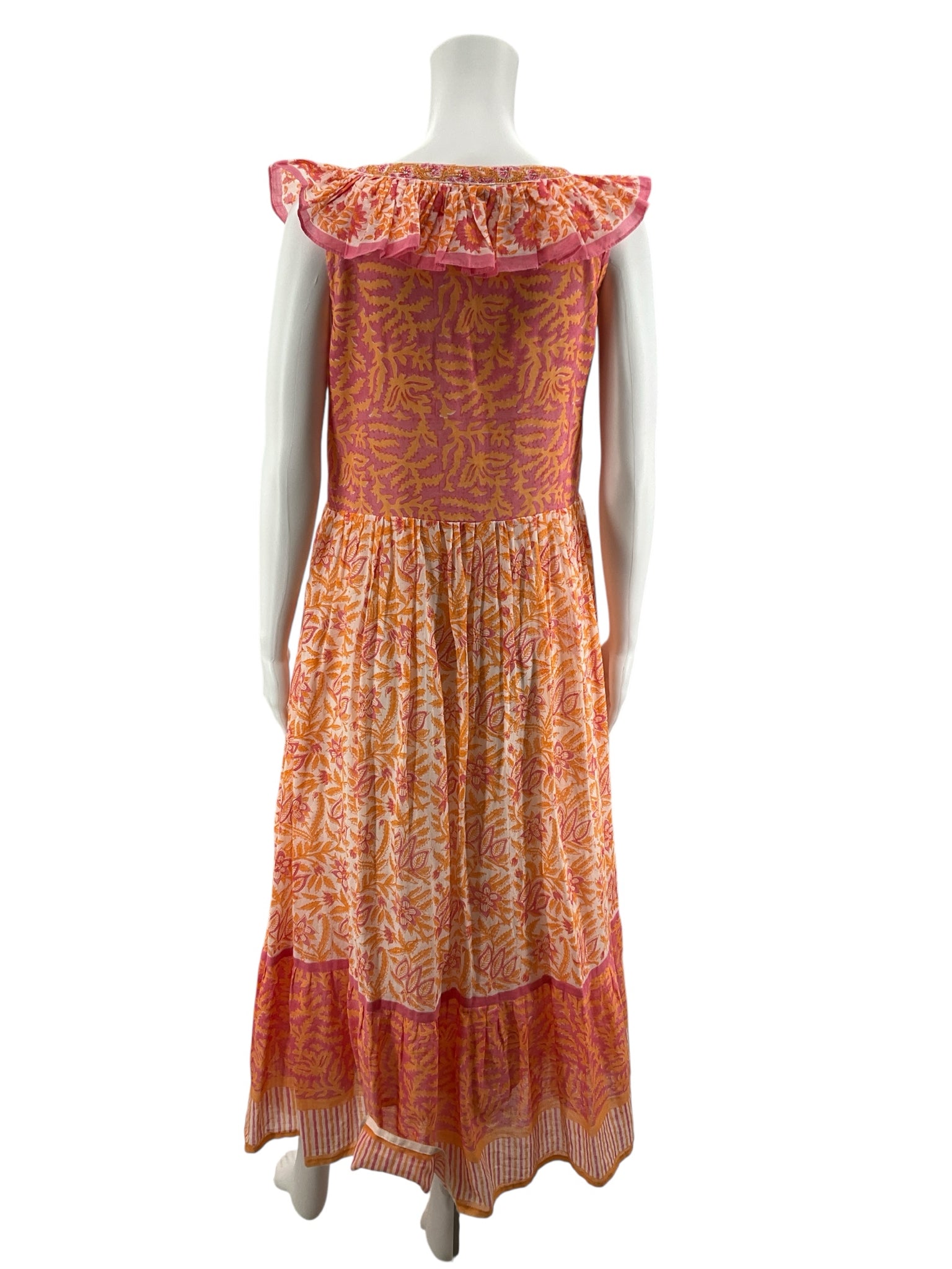 bella tu Size XS White/Pink/Orange Floral Pre-Owned Ladies Dress