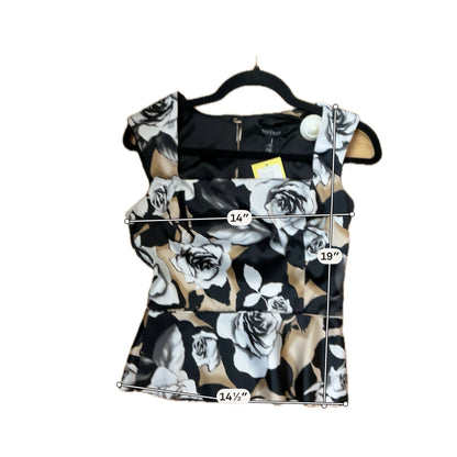 White House Black Market Floral Rose Print Peplum Top Size 0 - ONLINE ONLY