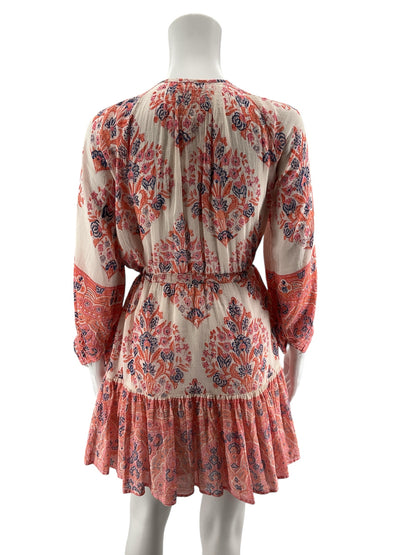 Bell Women’s Size Small White Orange Blue Floral 3/4 Sleeve Dress Pre-Owned- ONLINE ONLY