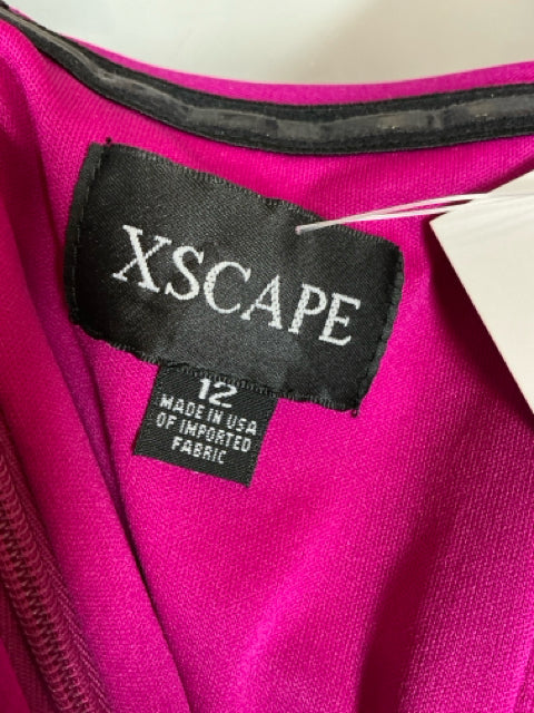 Xscape Fuchsia Ruffled Scuba Crepe Cocktail Dress Size 12