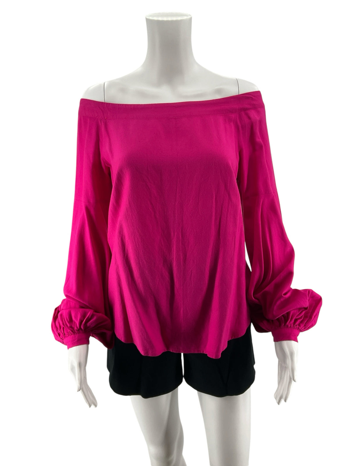 Floreat Fuchsia Off-The-Shoulder Bishop Sleeve Blouse Size 4 - ONLINE ONLY