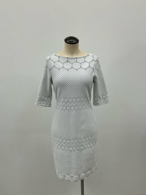 Julia Jordan White Eyelet Lattice Trim Sheath Dress Size 8 - ONLINE ONLY