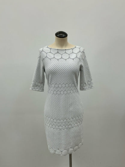 Julia Jordan White Eyelet Lattice Trim Sheath Dress Size 8 - ONLINE ONLY