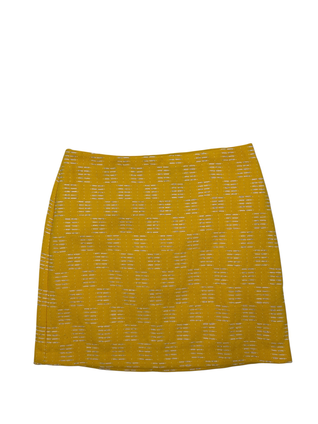 Ann Taylor Yellow Skirt Metallic Dash Grid Mini Skirt Mustard Yellow Size 12 - Size 12