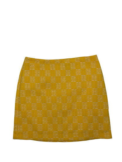 Ann Taylor Metallic Dash Grid Mini Skirt Mustard Yellow Size 12