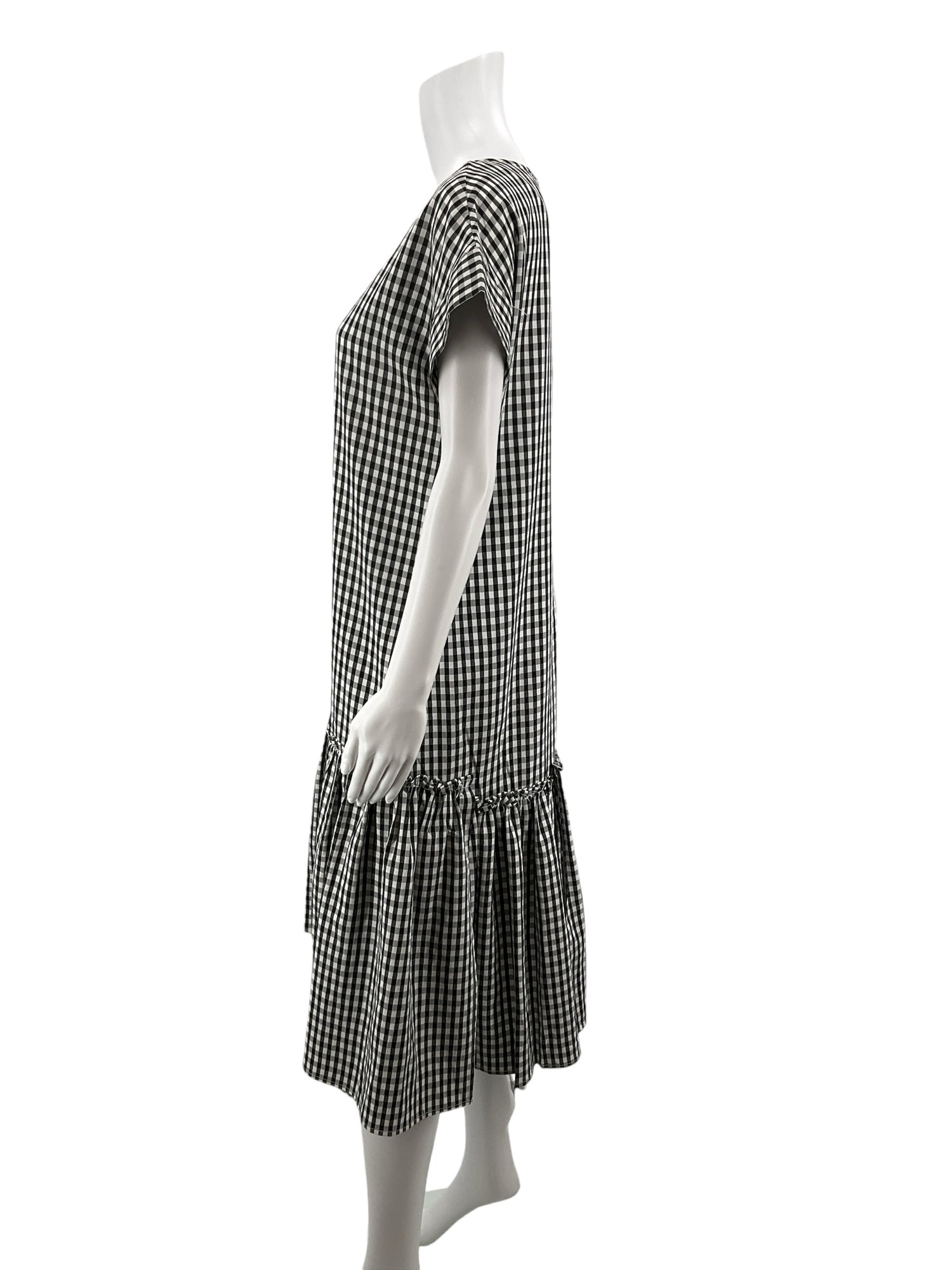 Lili Sidonio black/white Midi Gingham Check Drop Waist Midi Dress Size XS/S - Size XS/S
