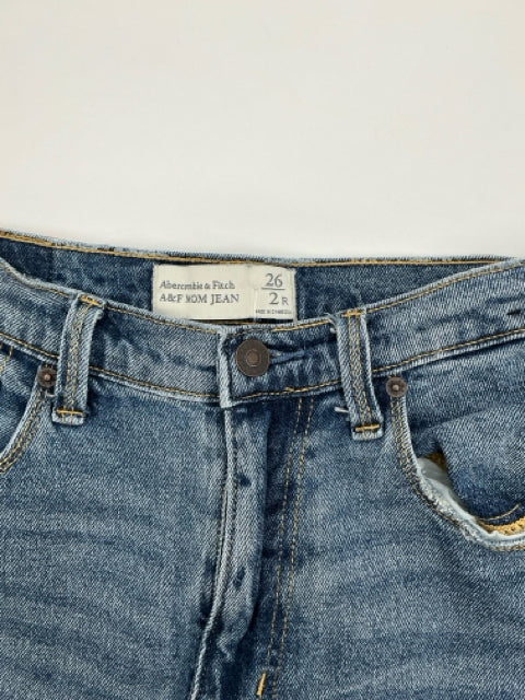 Abercrombie &amp; Fitch amp; Mom Jean High Rise Distressed Raw Hem Jeans Size 26 - ONLINE ONLY