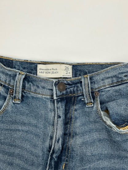 Abercrombie &amp; Fitch amp; Mom Jean High Rise Distressed Raw Hem Jeans Size 26 - ONLINE ONLY