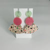 Pink Green and Natural Shape Stud Earrings