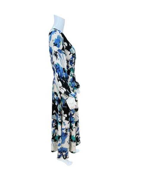 Pretty Garden Floral V-Neck Long Sleeve Midi Dress | Size L | Pre-Owned - ONLINE ONLY