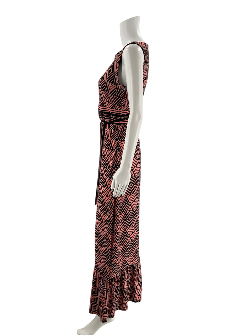 Taylor Coral/Navy Print Pre-Owned Ladies Dress - Size 8