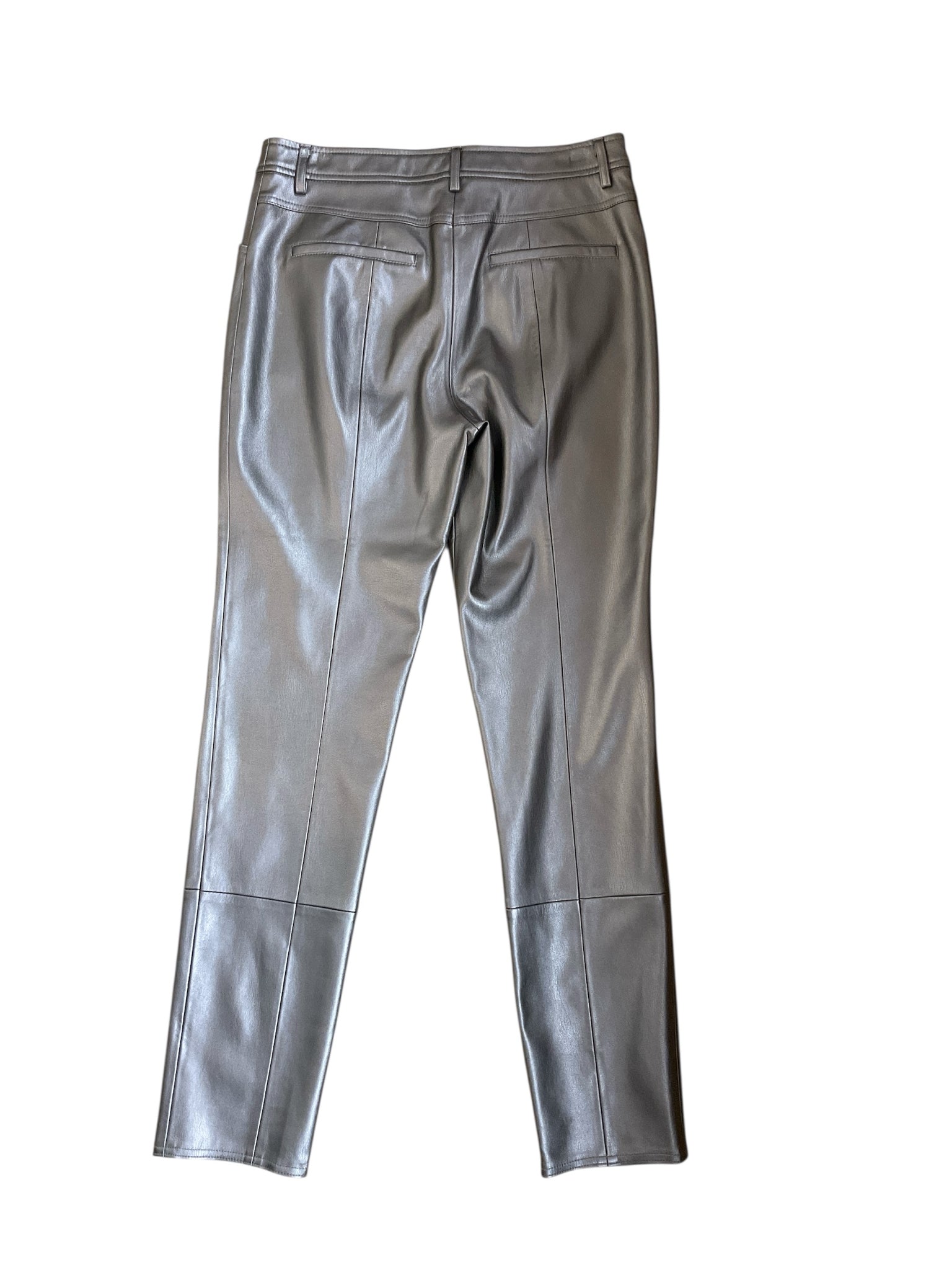 Milly Gold Pant Metallic Pewter Faux Leather Cropped Ankle Pants Size 28 - Size 6