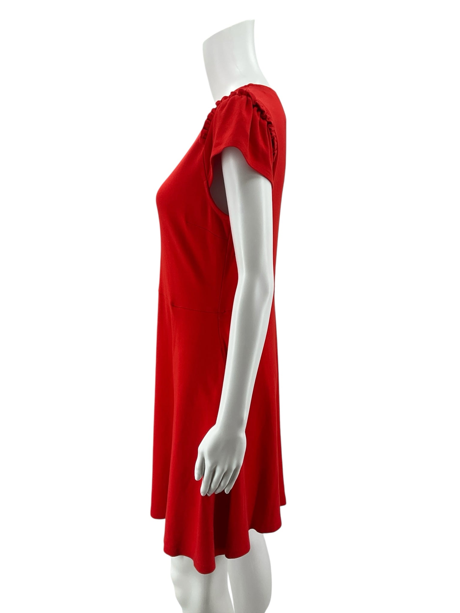 New York &amp; Co Size M Red Solid Pre-Owned Ladies Dress