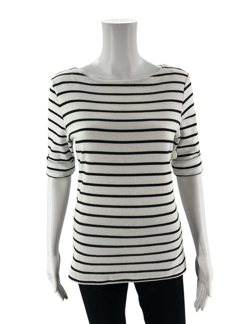 Hillard & Hanson White/Black Stripe Pre-Owned Top - Size Small