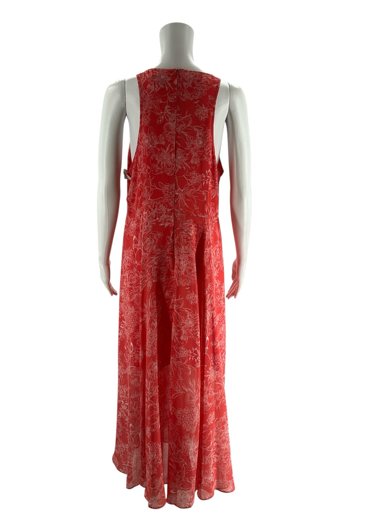 Tommy Hilfiger Coral/White Floral Pre-Owned Ladies Dress - Size 12