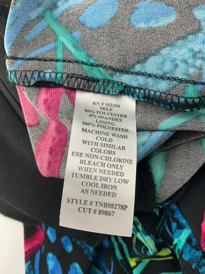 Connected Apparel Black/Pink/Blue/Green Print Pre-Owned Ladies Jumper - Size 6 Petite