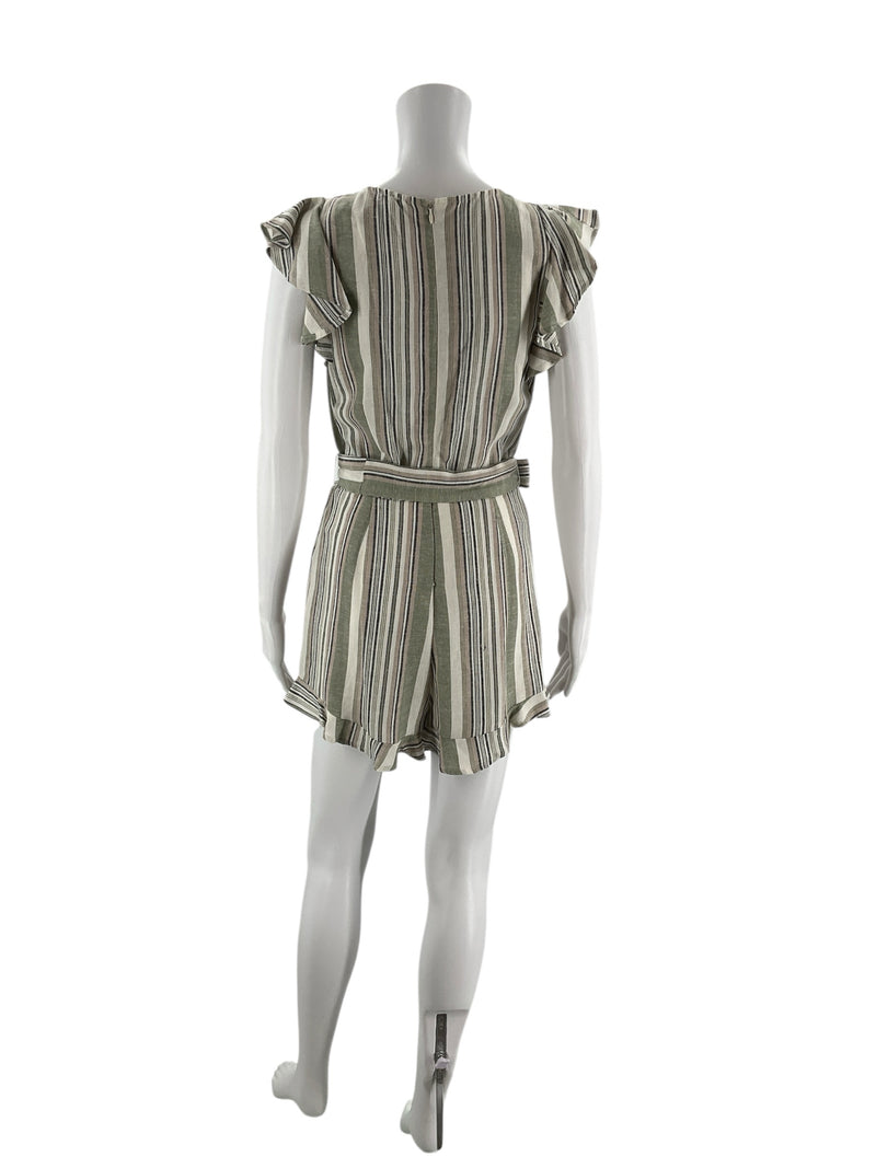 A'ltard State Blue/GreenTtan Stripe Pre-Owned Ladies Romper- Size Small