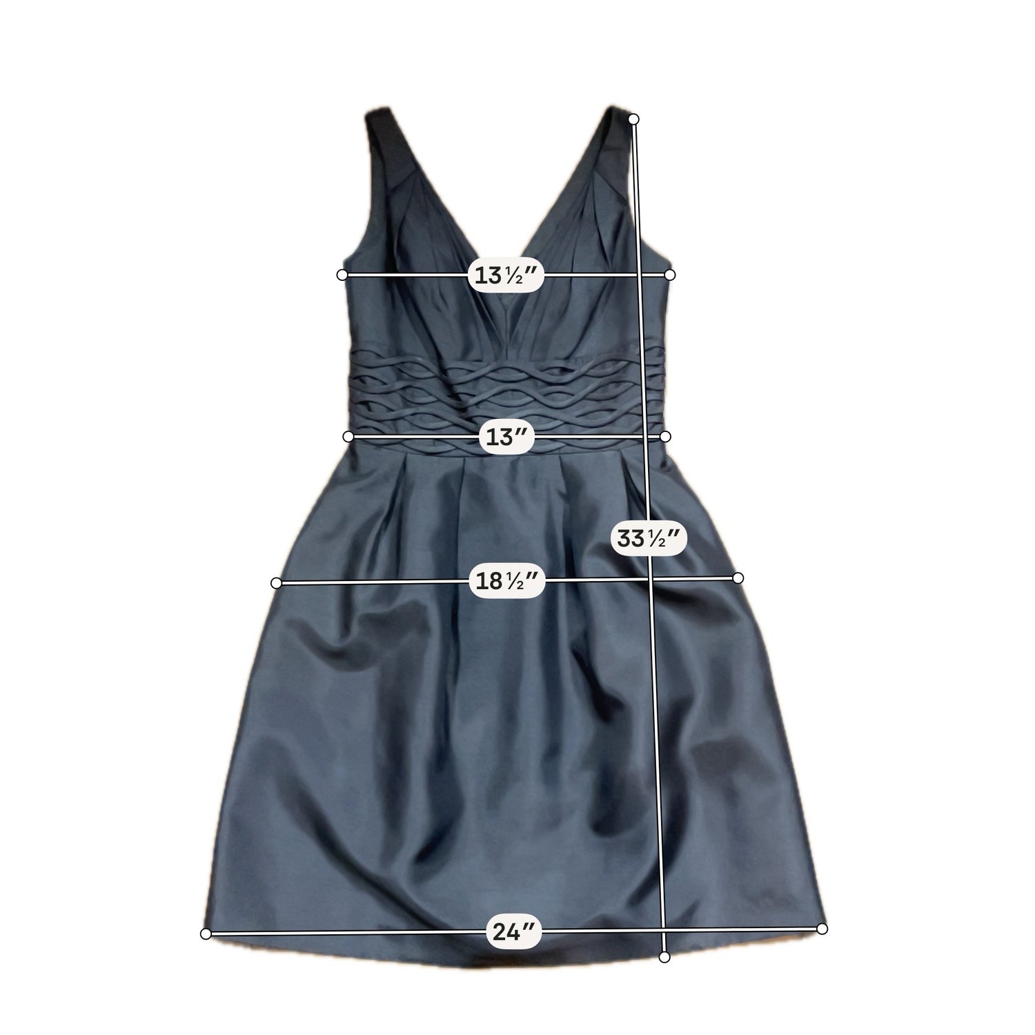 JS Boutique Petite Gray Braided Waist V-Neck A-Line Cocktail Dress Size 4P