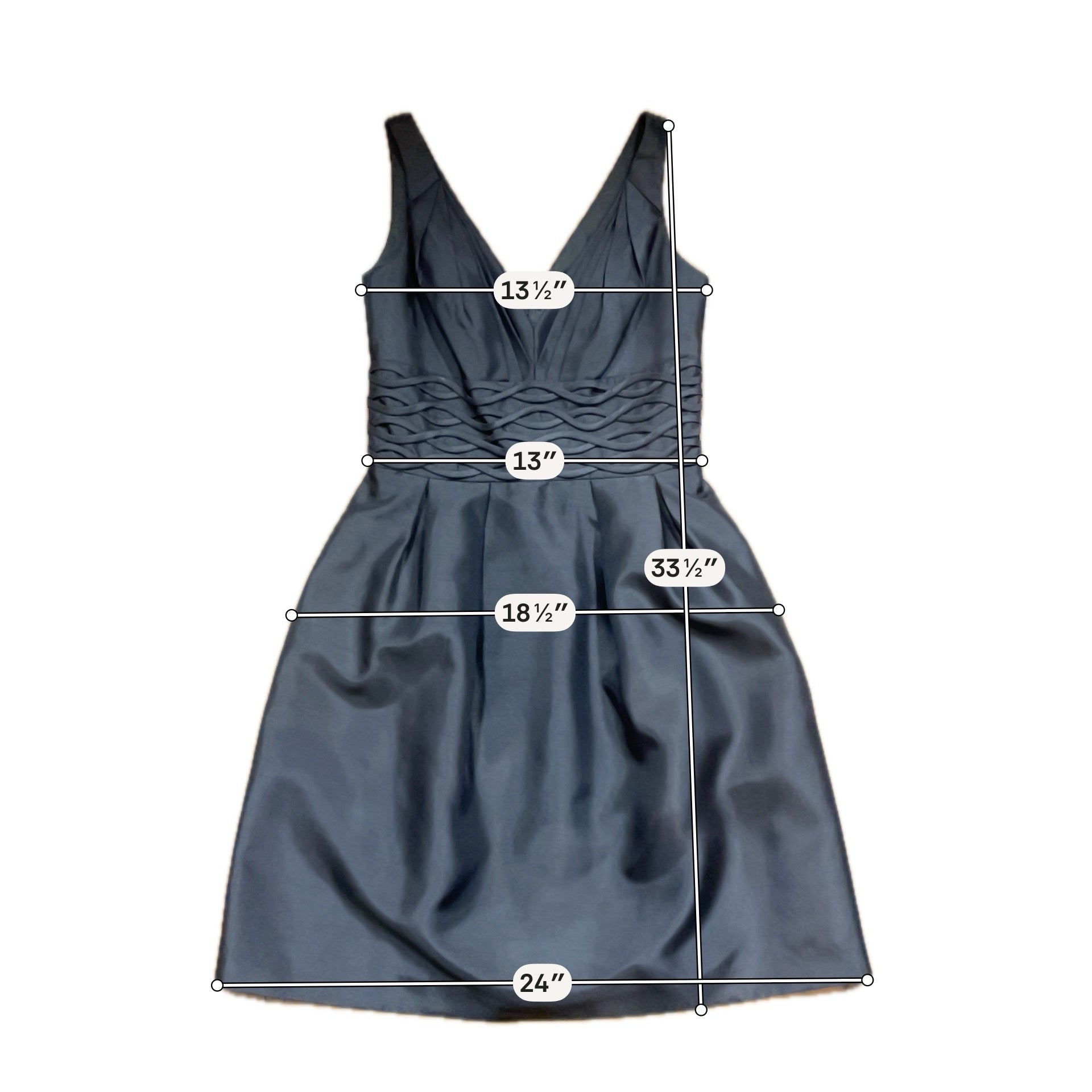 JS Boutique Petite Gray Braided Waist V-Neck A-Line Cocktail Dress Size 4P