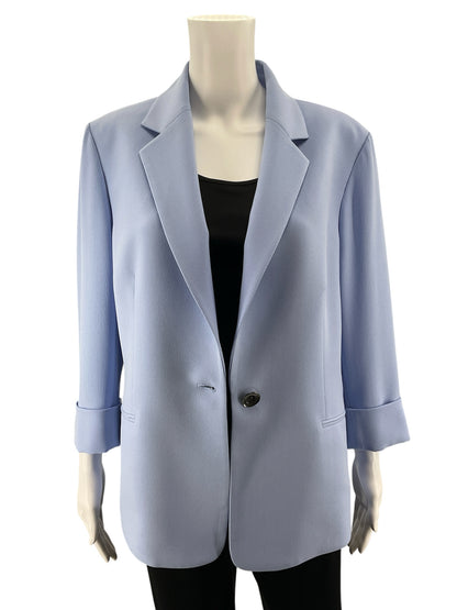Kasper Baby Blue Single Button Stretch Career Blazer Jacket Size 14
