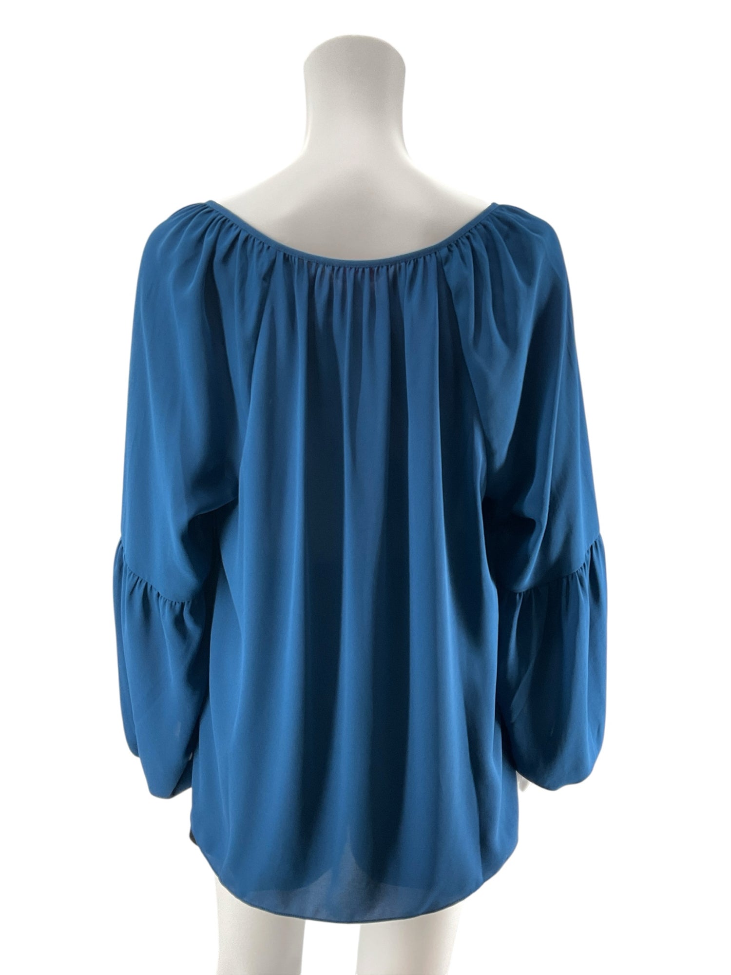 Lilly Pulitzer Willa Flounce Sleeve Top Dark Teal V-Neck Blouse Size L
