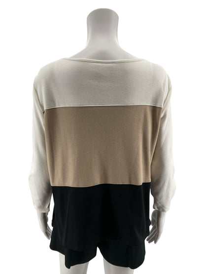 Alfred Dunner Petite Medium Floral Embroidered Color Block Top