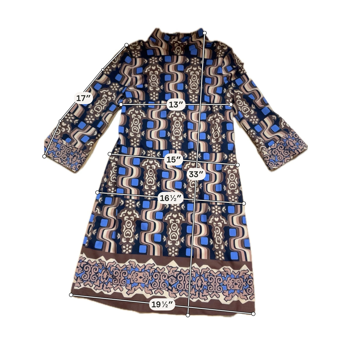 J. McLaughlin Catalina Cloth Geometric Print Mock Neck Dress Size Medium
