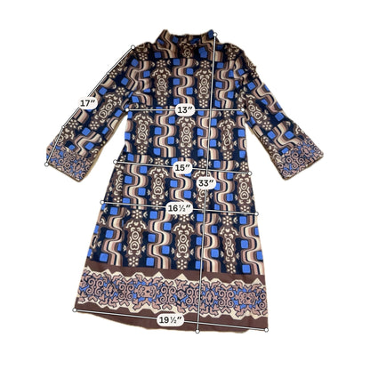 J. McLaughlin Catalina Cloth Geometric Print Mock Neck Dress Size Medium
