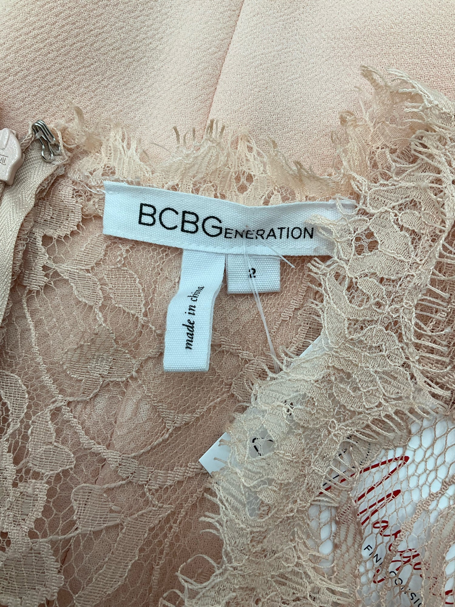 BCBGeneration Peach Lace Pre-Owned Ladies Dress - Size 2